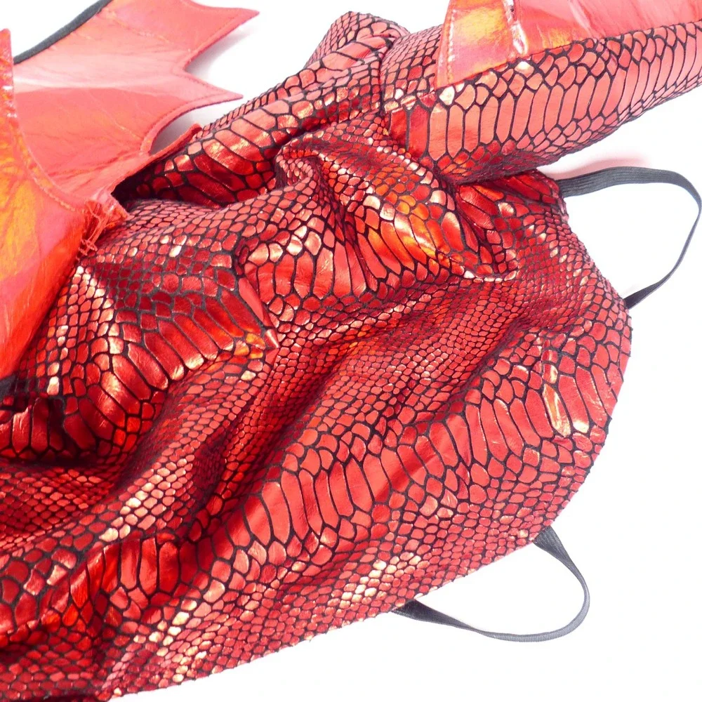 Thrills & Chills Red Dragon Pet Dog Costume Metallic Foil Scales XL Halloween